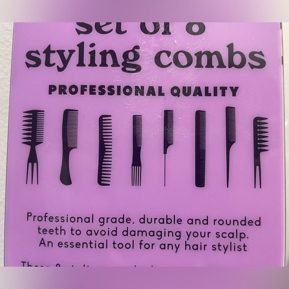 NWT Set of 8 Professional Lightweight & Durable Material Hair Styling Combs - Picture 5 of 9